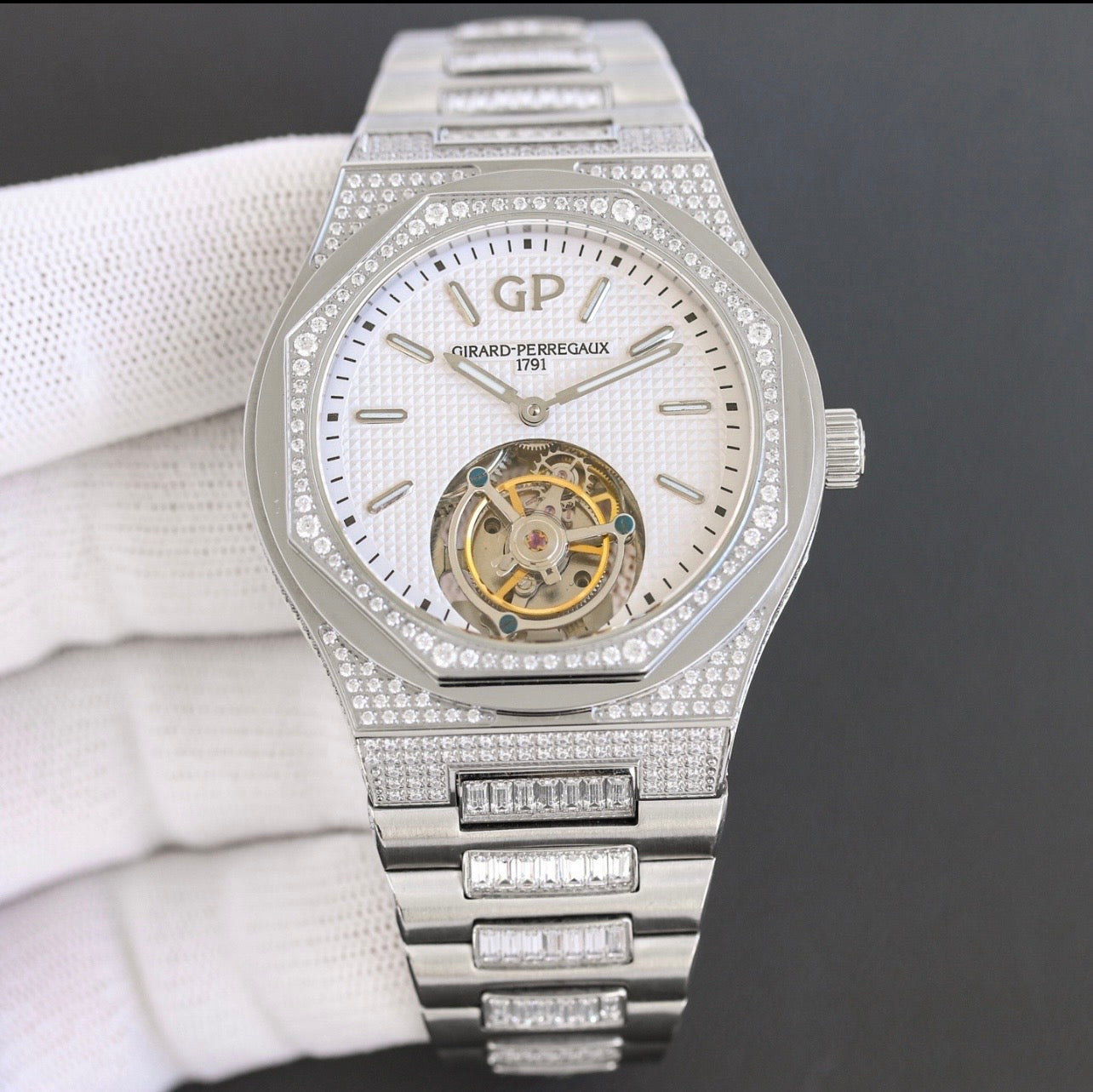 Gem-set Girard-Perregaux Laureato Tourbillon watch